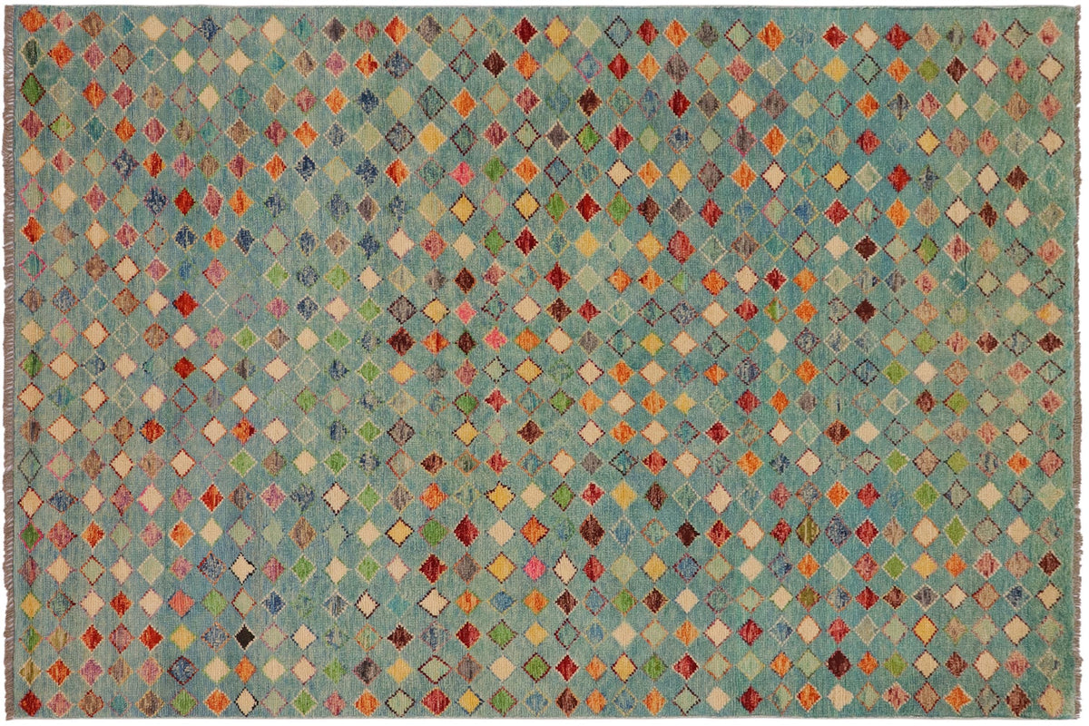 handmade Modern Balouchi Blue Rust Hand Knotted RECTANGLE 100% WOOL area rug 5x8