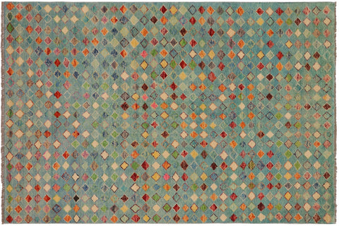 handmade Modern Balouchi Blue Rust Hand Knotted RECTANGLE 100% WOOL area rug 5x8