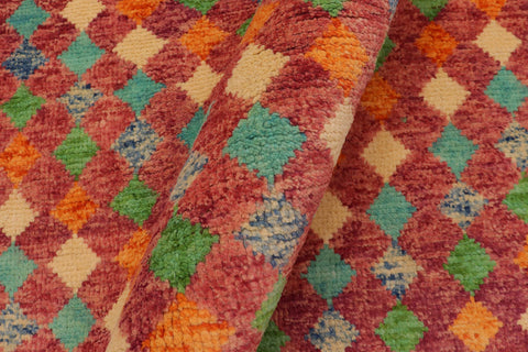 handmade Modern Balouchi Magenta Blue Hand Knotted RECTANGLE 100% WOOL area rug 5x8