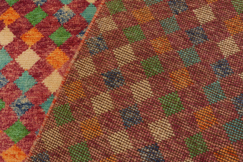 handmade Modern Balouchi Magenta Blue Hand Knotted RECTANGLE 100% WOOL area rug 5x8