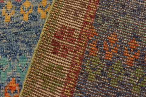 handmade Modern Balouchi Blue Beige Hand Knotted RECTANGLE 100% WOOL area rug 5x7