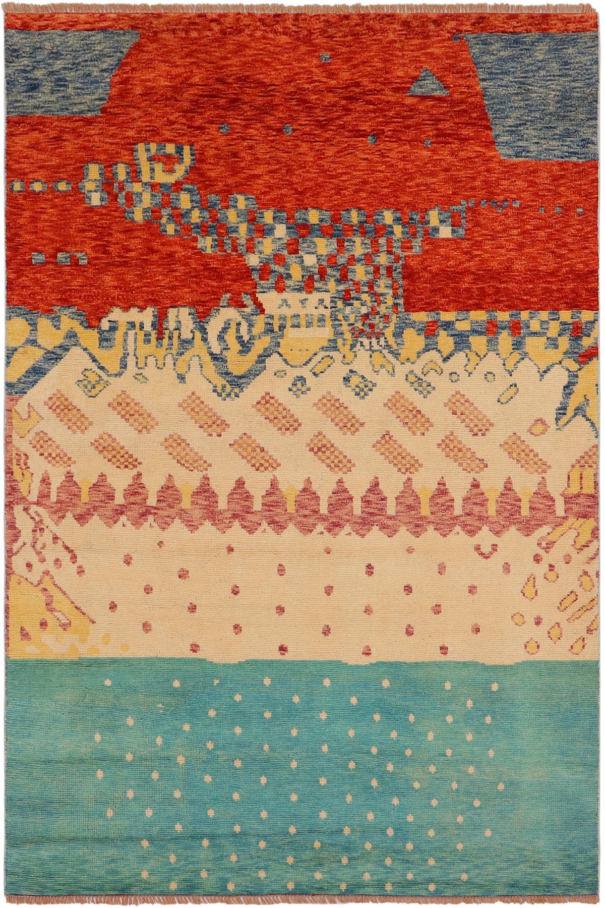 Boho Chic Balochi Angelo Rust/Blue Wool Rug - 4'9''X8'0''