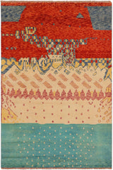 Boho Chic Balochi Angelo Rust/Blue Wool Rug - 4'9''X8'0''