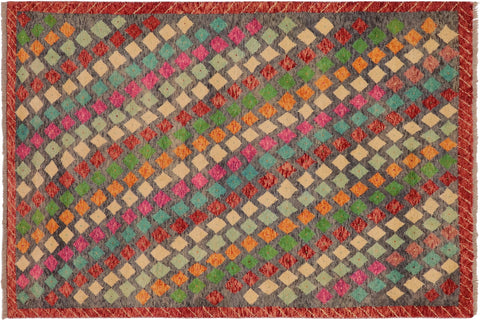 handmade Modern Balouchi Gray Red Hand Knotted RECTANGLE 100% WOOL area rug 4x6