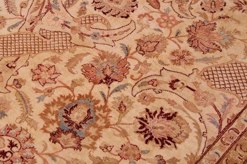 handmade Traditional Agra Ivory Lt. Blue Hand Knotted RECTANGLE 100% WOOL area rug 9 x 12