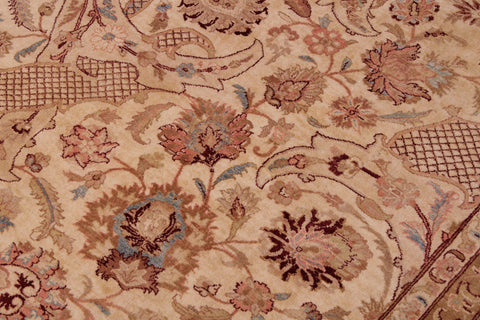 handmade Traditional Agra Ivory Lt. Blue Hand Knotted RECTANGLE 100% WOOL area rug 9x12