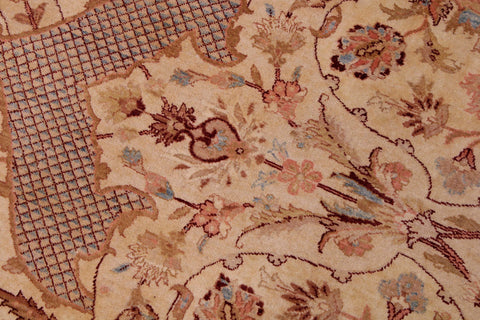 handmade Traditional Agra Ivory Lt. Blue Hand Knotted RECTANGLE 100% WOOL area rug 9 x 12