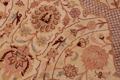 handmade Traditional Agra Ivory Lt. Blue Hand Knotted RECTANGLE 100% WOOL area rug 9 x 12
