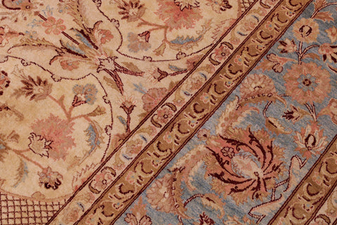 handmade Traditional Agra Ivory Lt. Blue Hand Knotted RECTANGLE 100% WOOL area rug 9 x 12