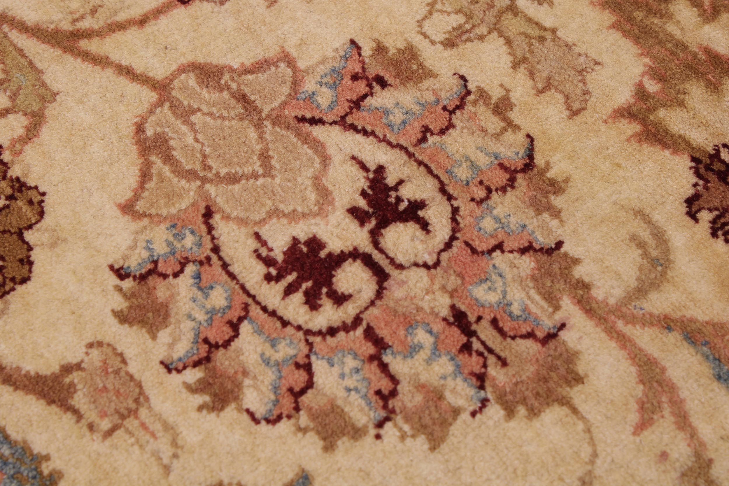 handmade Traditional Agra Ivory Lt. Blue Hand Knotted RECTANGLE 100% WOOL area rug 9 x 12