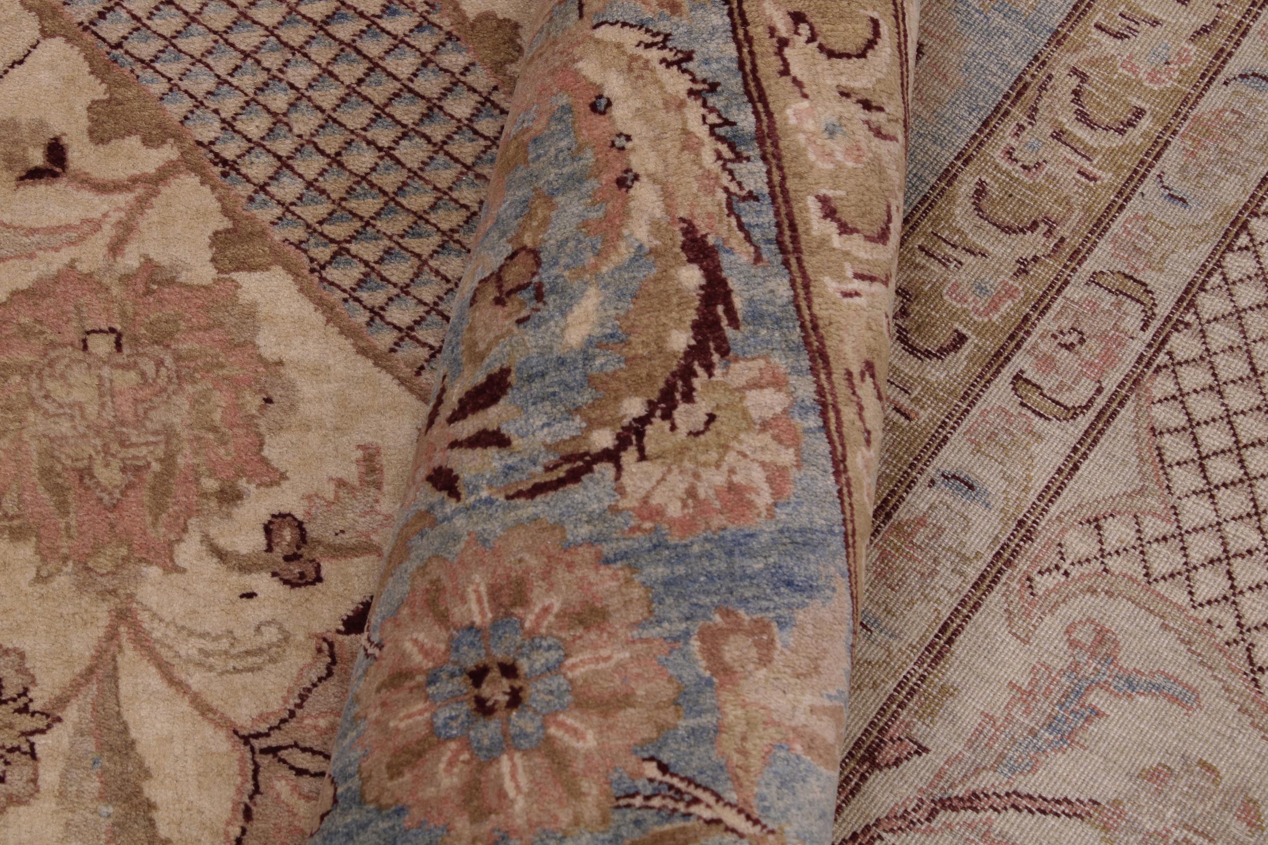 handmade Traditional Agra Ivory Lt. Blue Hand Knotted RECTANGLE 100% WOOL area rug 9x12