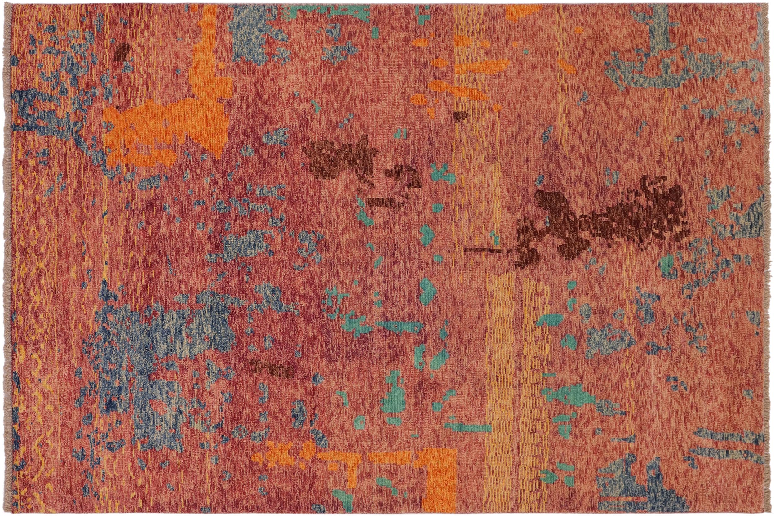 handmade Modern Balouchi Purple Blue Hand Knotted RECTANGLE 100% WOOL area rug 5x8