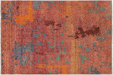 handmade Modern Balouchi Purple Blue Hand Knotted RECTANGLE 100% WOOL area rug 5x8