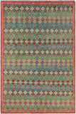 Eclectic Balochi Travis Blue/Orange Wool Rug - 4'10'' x 8'3''