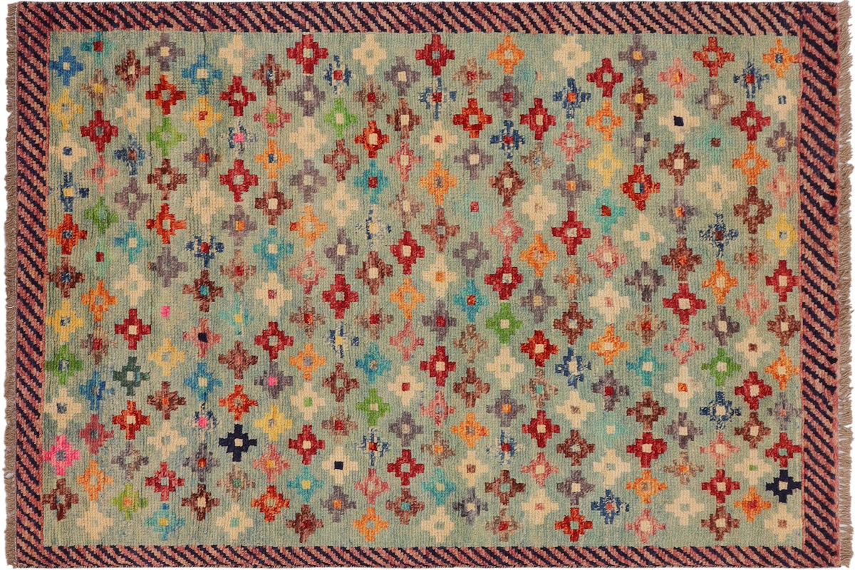 handmade Modern Balouchi Blue Red Hand Knotted RECTANGLE 100% WOOL area rug 3x5