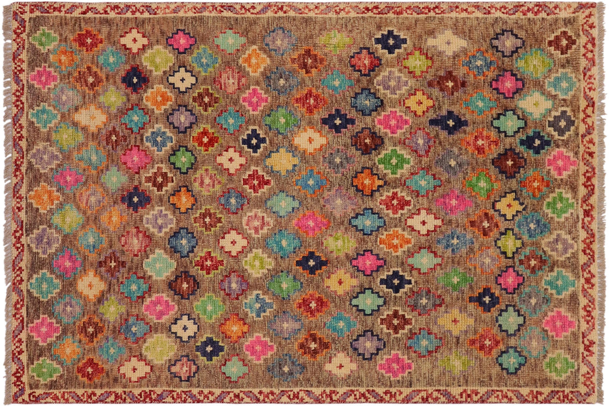 handmade Modern Balouchi Brown Beige Hand Knotted RECTANGLE 100% WOOL area rug 3x5