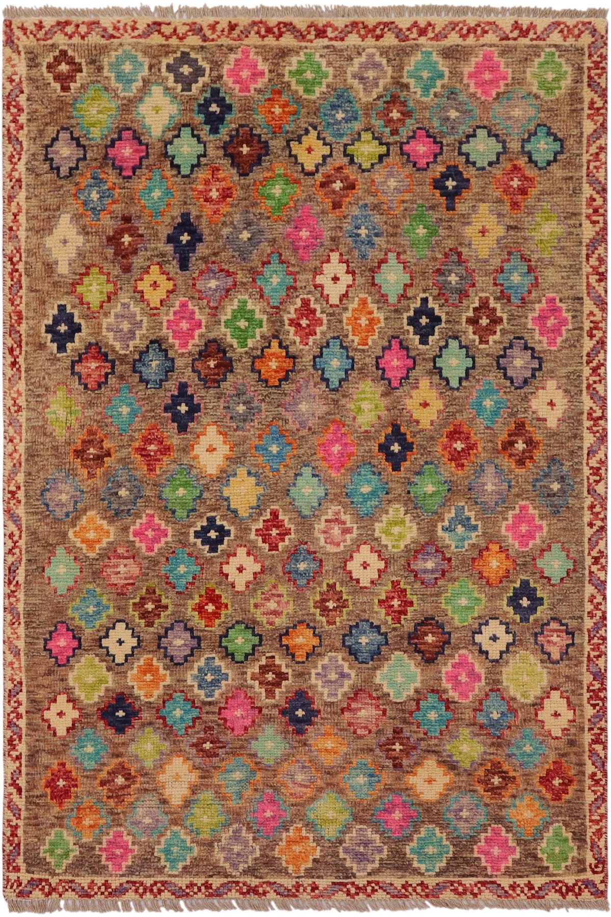 Boho Chic Balochi Brenton Brown/Beige Wool Rug - 3'3''X5'1''
