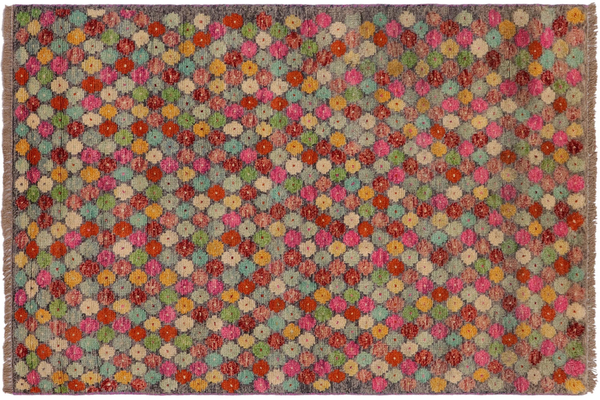 handmade Modern Balouchi Gray Red Hand Knotted RECTANGLE 100% WOOL area rug 3x5