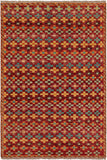 Modern Balochi Zion Red/Blue Wool Rug - 3'3'' x 5'0''