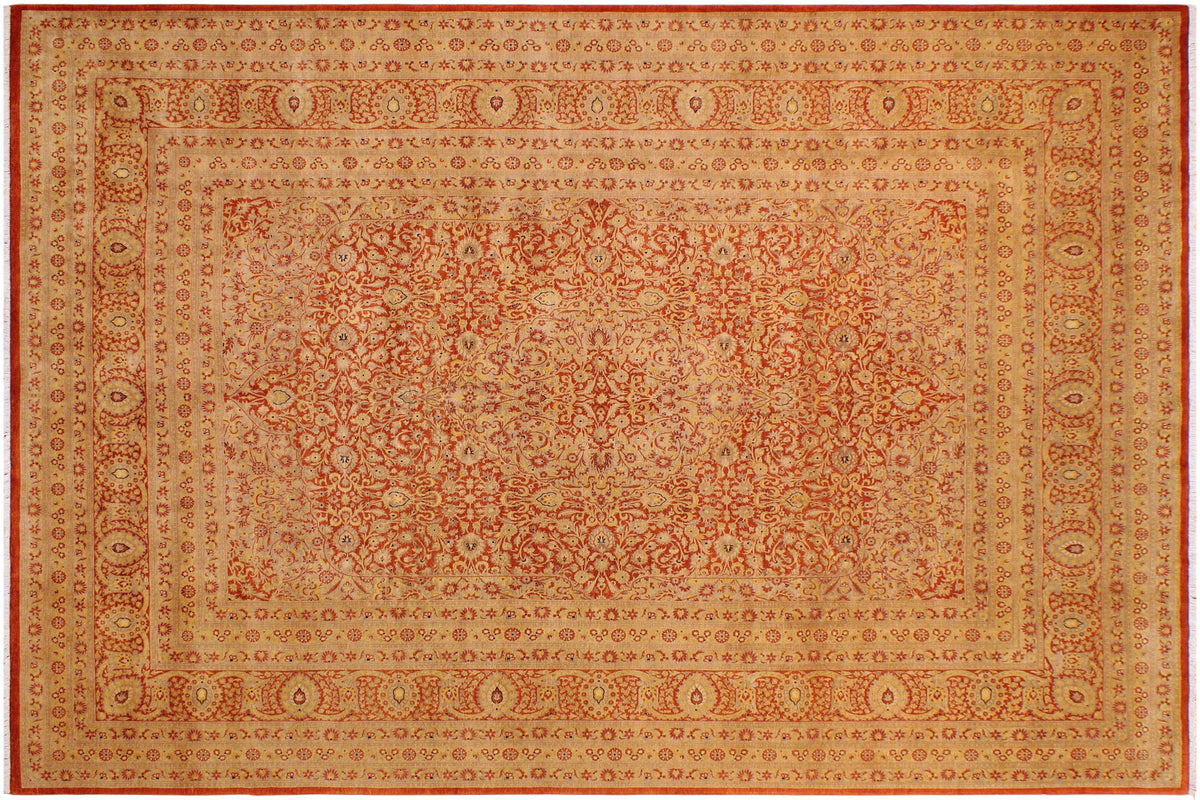 handmade Traditional Nauras Rust Gold Hand Knotted RECTANGLE 100% WOOL area rug 9 x 12