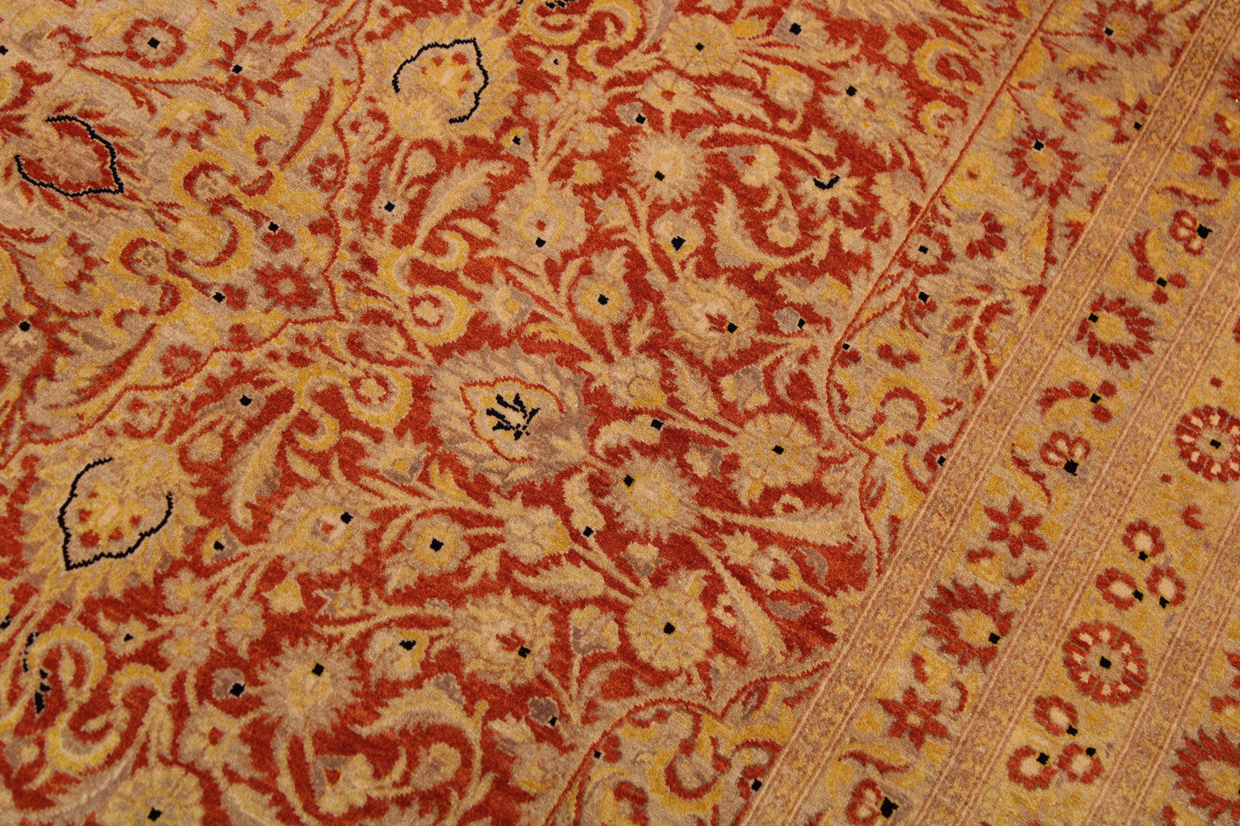 handmade Traditional Nauras Rust Gold Hand Knotted RECTANGLE 100% WOOL area rug 9 x 12