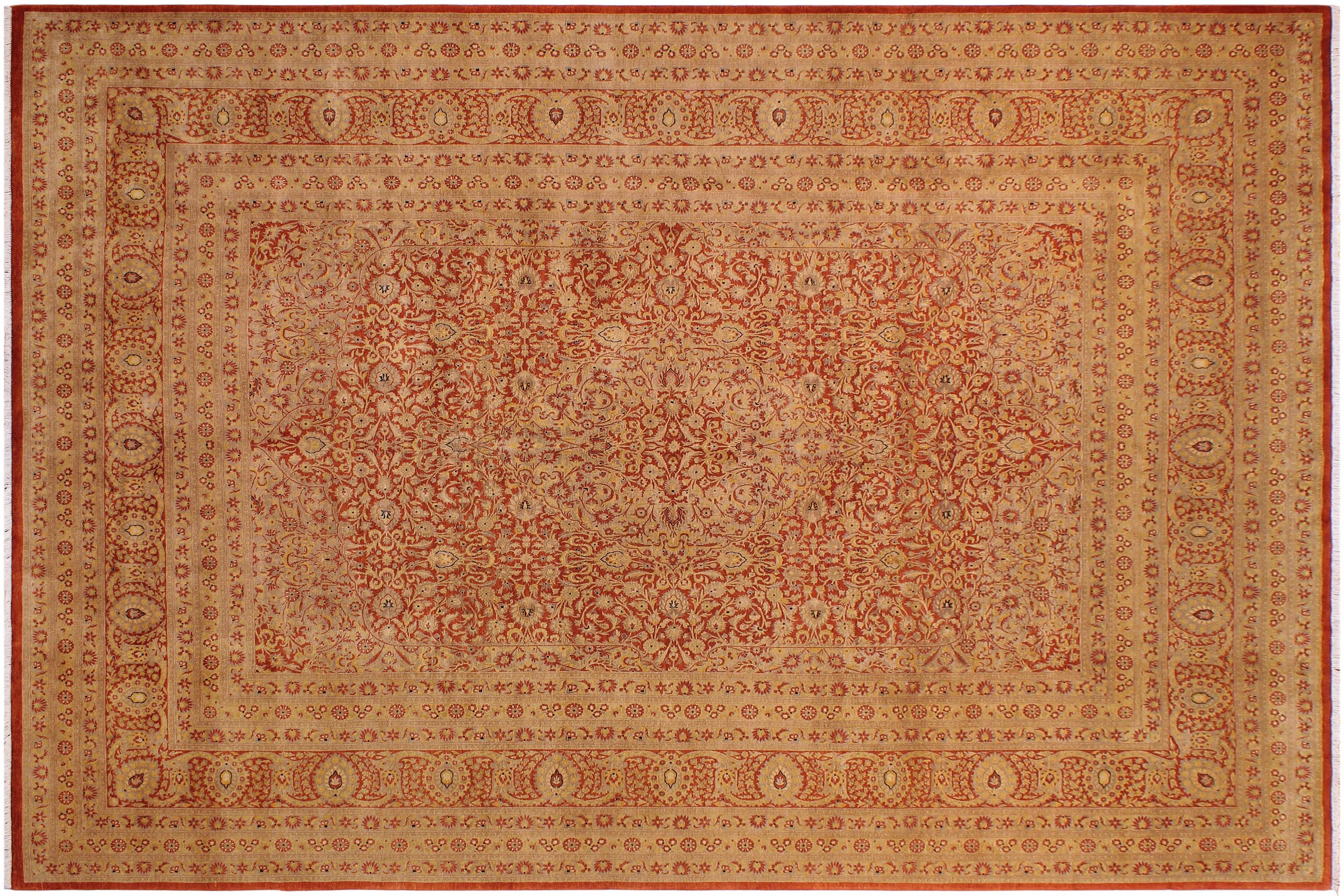 handmade Traditional Nauras Rust Gold Hand Knotted RECTANGLE 100% WOOL area rug 9x12