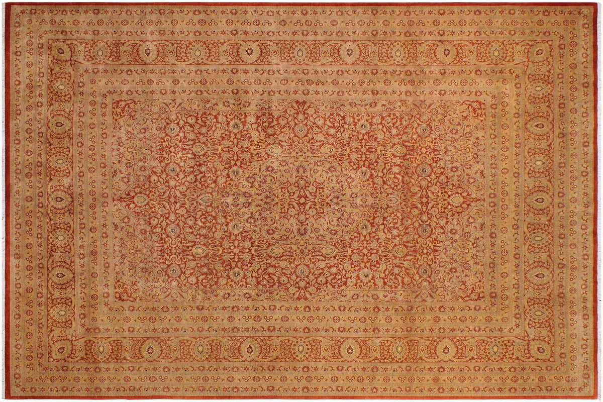 handmade Traditional Nauras Rust Gold Hand Knotted RECTANGLE 100% WOOL area rug 9x12
