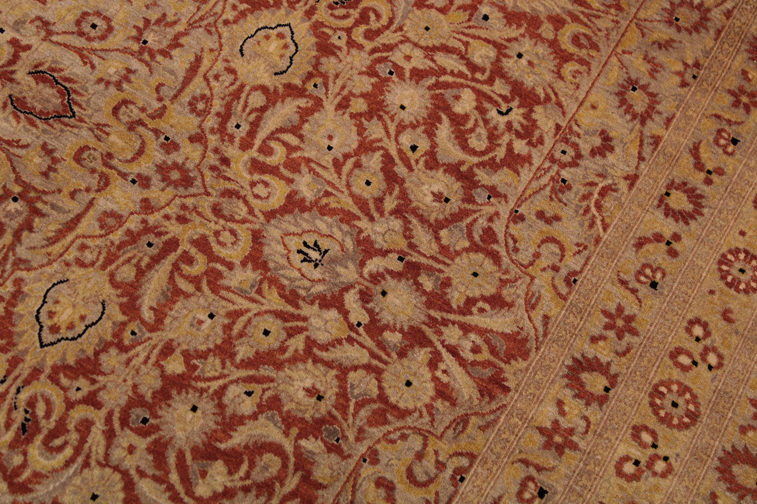 handmade Traditional Nauras Rust Gold Hand Knotted RECTANGLE 100% WOOL area rug 9x12