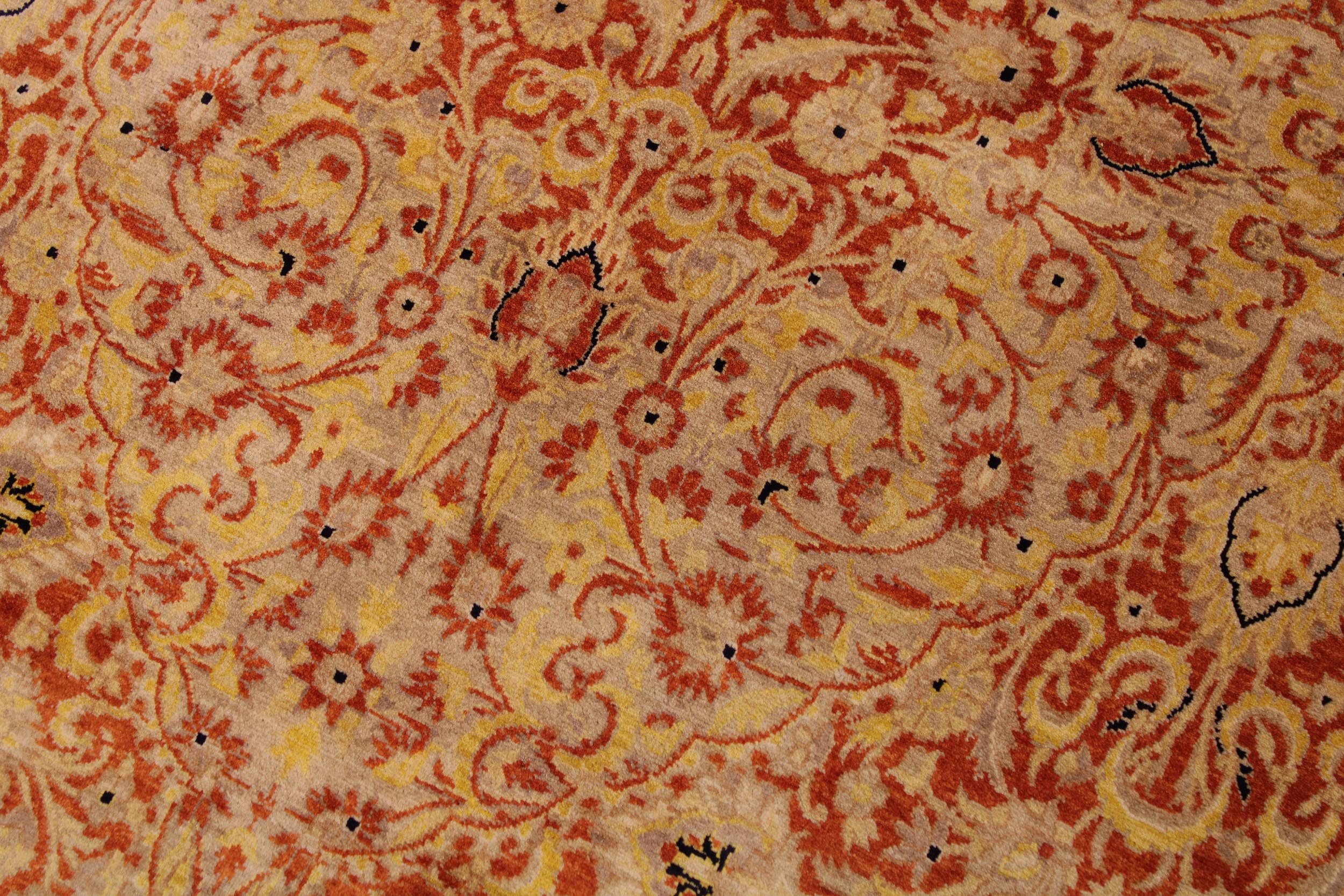handmade Traditional Nauras Rust Gold Hand Knotted RECTANGLE 100% WOOL area rug 9 x 12