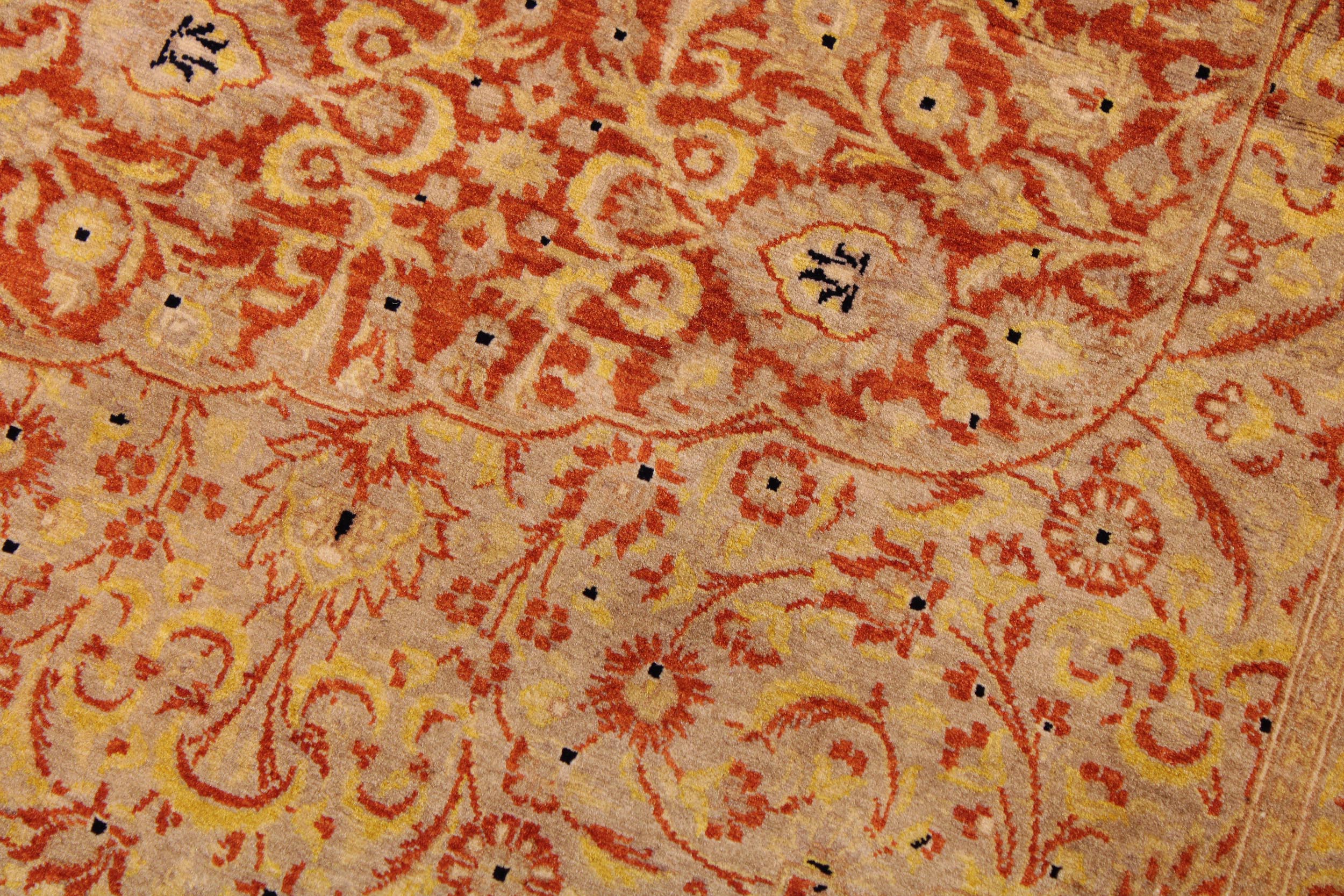 handmade Traditional Nauras Rust Gold Hand Knotted RECTANGLE 100% WOOL area rug 9 x 12