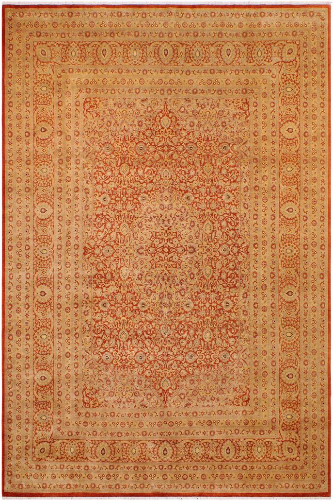 Traditional Nauras Nell Rust Gold Hand Knotted Area rugs 9X12