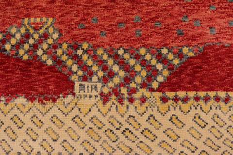 handmade Modern Balouchi Red Gray Hand Knotted RECTANGLE 100% WOOL area rug 3x5