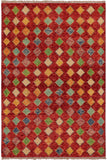 Modern Balochi Zachery Red/Blue Wool Rug - 3'3'' x 5'0''