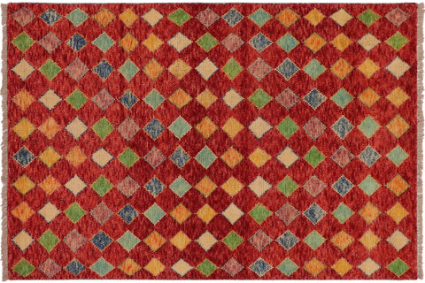 handmade Modern Balouchi Red Blue Hand Knotted RECTANGLE 100% WOOL area rug 3x5