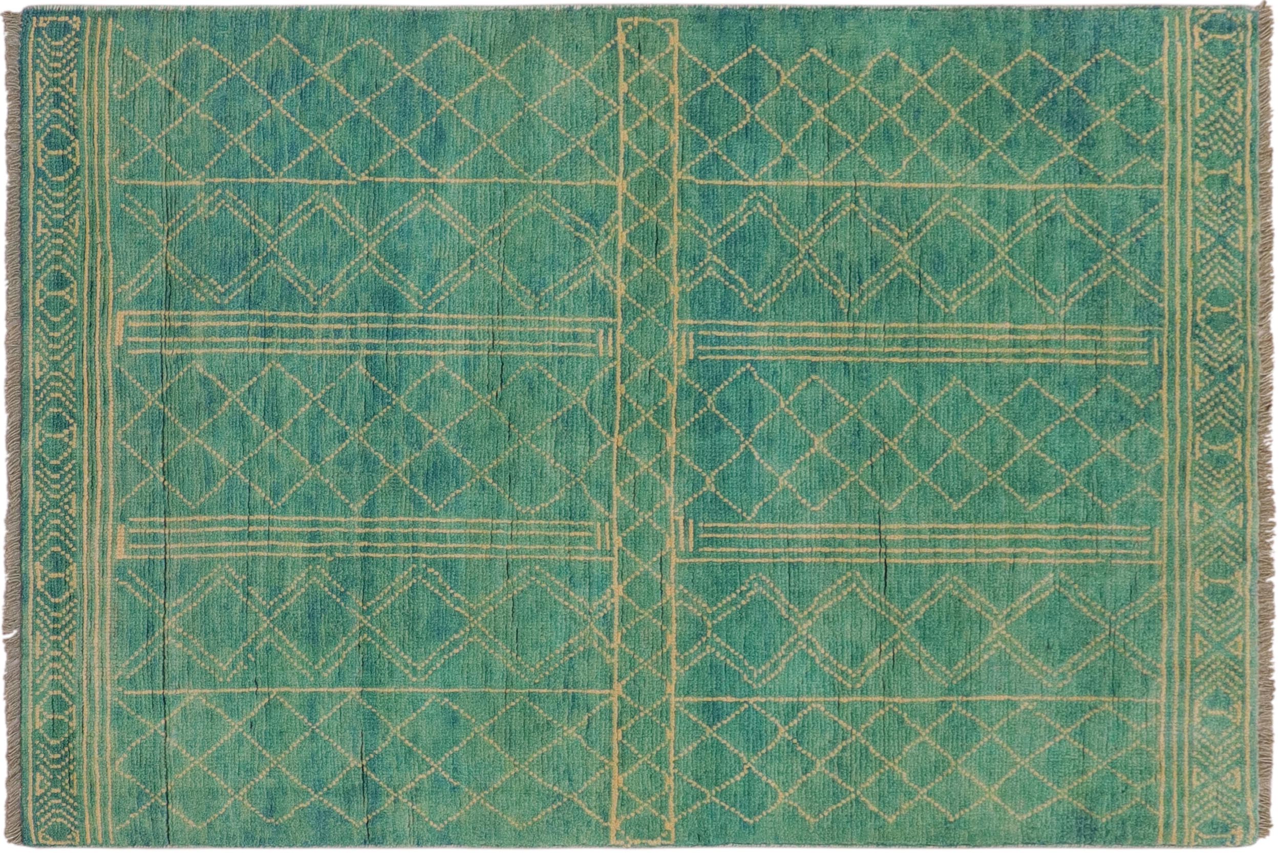 handmade Modern Balouchi Blue Beige Hand Knotted RECTANGLE 100% WOOL area rug 3x5
