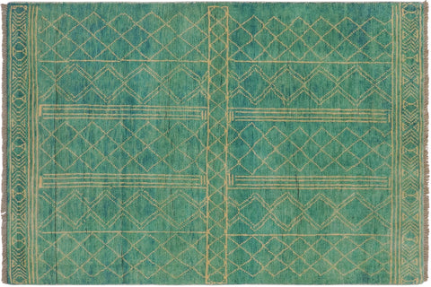 handmade Modern Balouchi Blue Beige Hand Knotted RECTANGLE 100% WOOL area rug 3x5