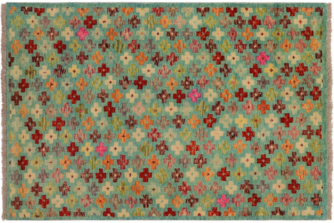 handmade Modern Balouchi Blue Rust Hand Knotted RECTANGLE 100% WOOL area rug 3x5