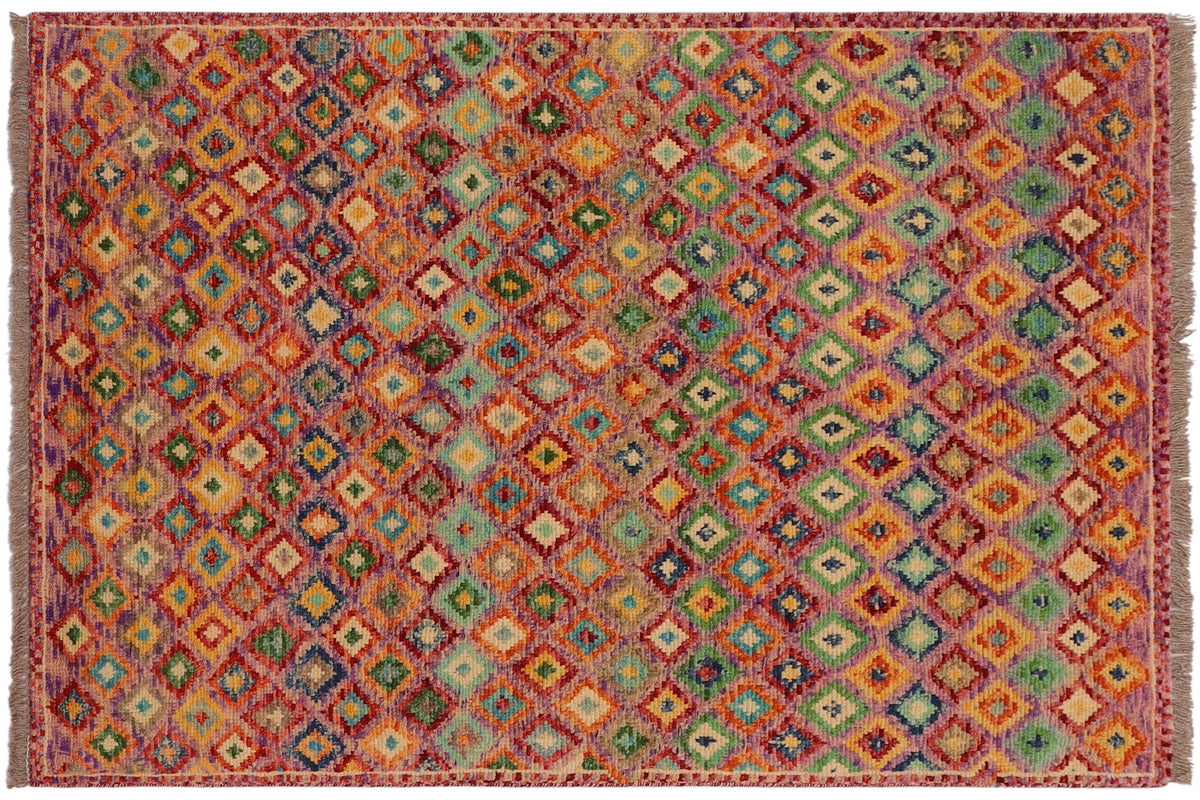handmade Modern Balouchi Purple Rust Hand Knotted RECTANGLE 100% WOOL area rug 3x5