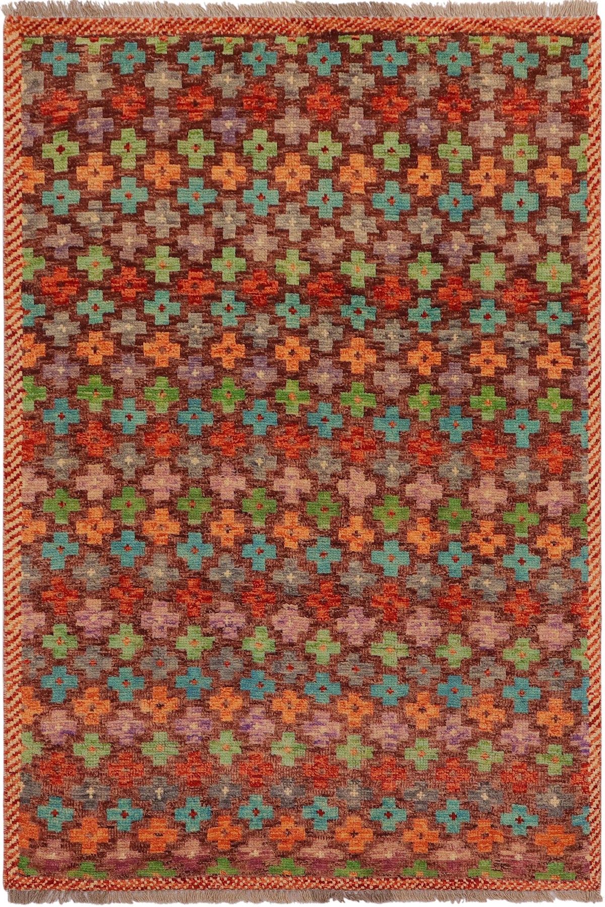Eclectic Balochi Jasmine Brown/Rust Wool Rug - 3'3''X4'11''