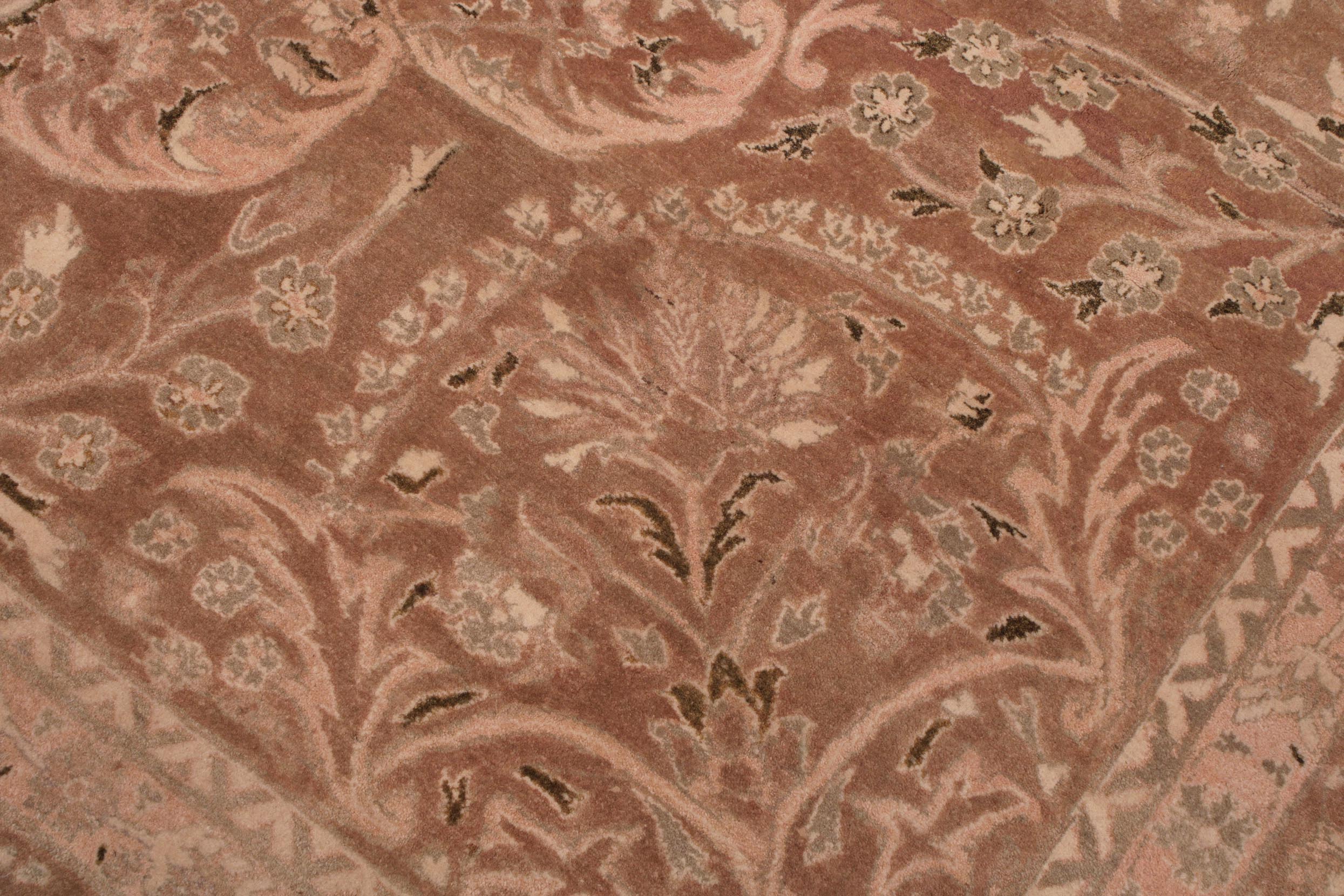 handmade Transitional Tajdar Brown Tan Hand Knotted RECTANGLE 100% WOOL area rug 9x12
