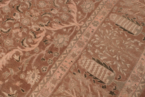 handmade Transitional Tajdar Brown Tan Hand Knotted RECTANGLE 100% WOOL area rug 9x12