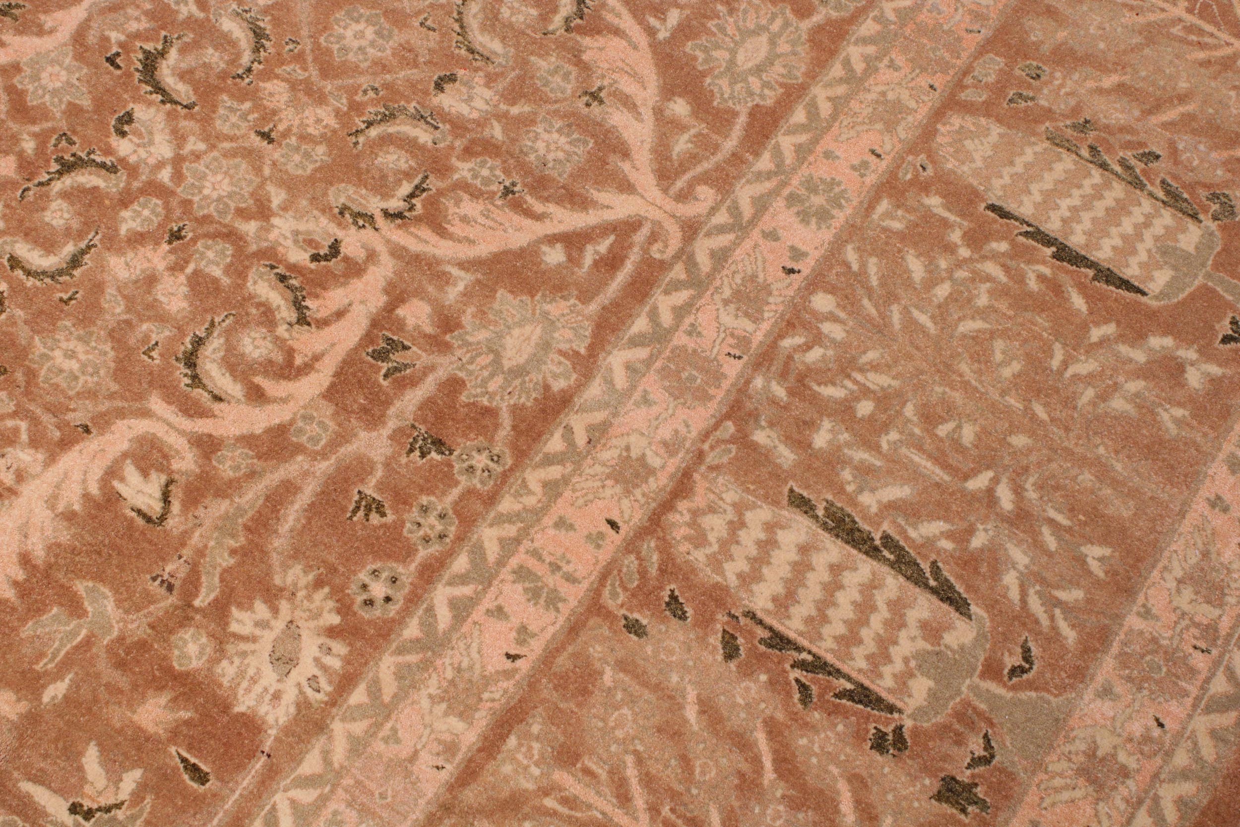 handmade Transitional Tajdar Brown Tan Hand Knotted RECTANGLE 100% WOOL area rug 9 x 12