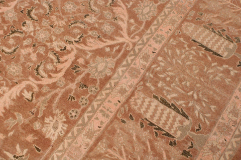 handmade Transitional Tajdar Brown Tan Hand Knotted RECTANGLE 100% WOOL area rug 9 x 12