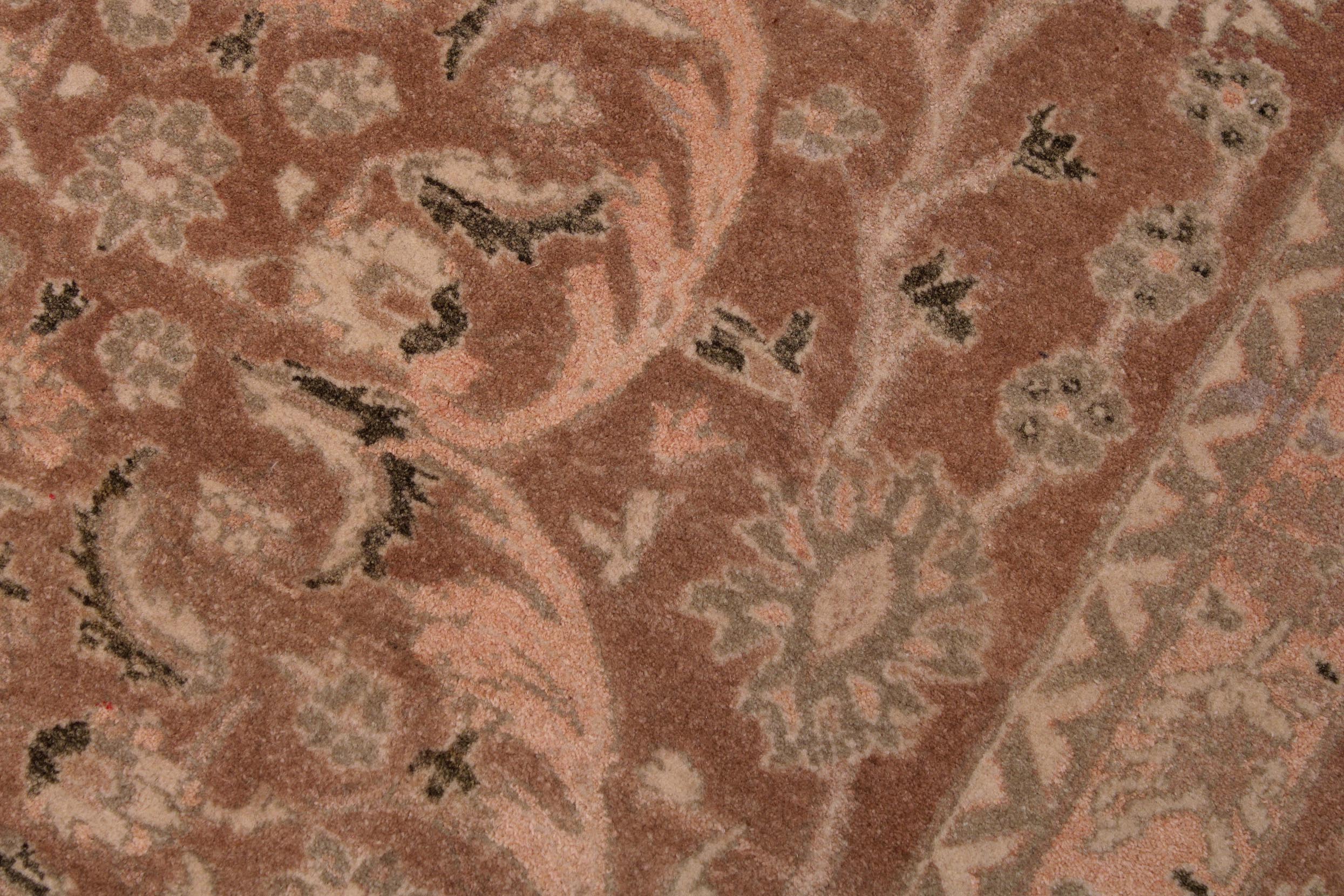handmade Transitional Tajdar Brown Tan Hand Knotted RECTANGLE 100% WOOL area rug 9x12