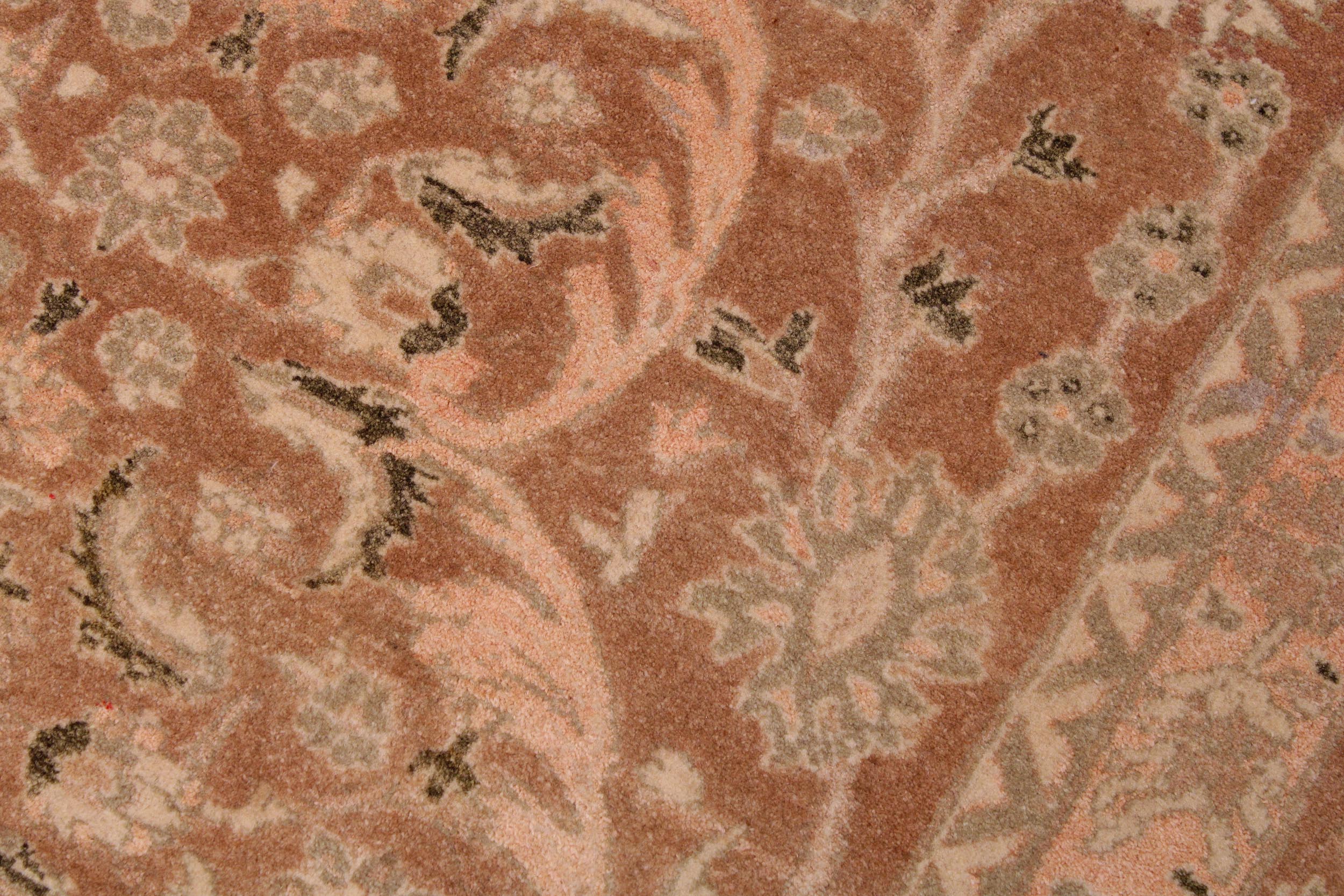 handmade Transitional Tajdar Brown Tan Hand Knotted RECTANGLE 100% WOOL area rug 9 x 12
