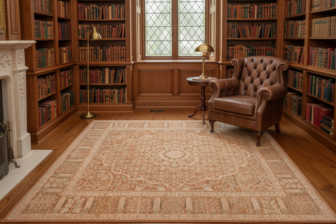 handmade Transitional Tajdar Brown Tan Hand Knotted RECTANGLE 100% WOOL area rug 9 x 12