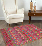 handmade Modern Balouchi Pink Orange Hand Knotted RECTANGLE 100% WOOL area rug 3x5