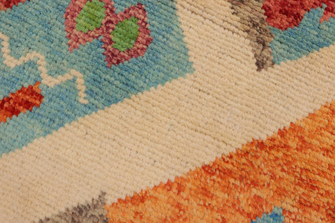 handmade Modern Balouchi Beige Blue Hand Knotted RECTANGLE 100% WOOL area rug 4x5