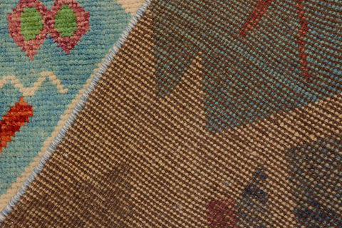 handmade Modern Balouchi Beige Blue Hand Knotted RECTANGLE 100% WOOL area rug 4x5