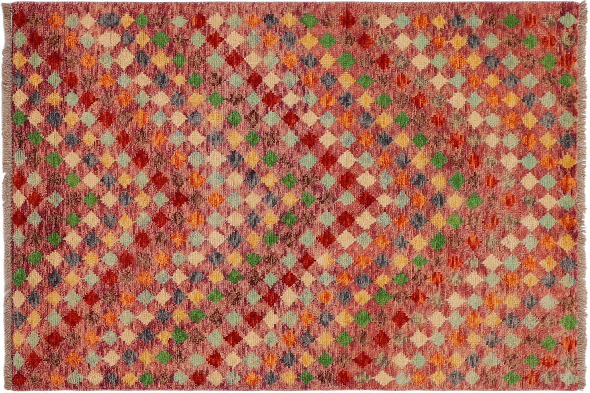 handmade Modern Balouchi Purple Rust Hand Knotted RECTANGLE 100% WOOL area rug 3x5